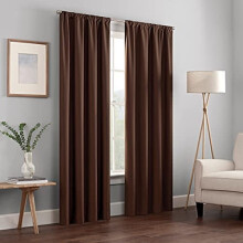 Kendall Modern Blackout Thermal Rod Pocket Window Curtain for Bedroom or Living Room (1 Panel), 42" x 54", Chocolate