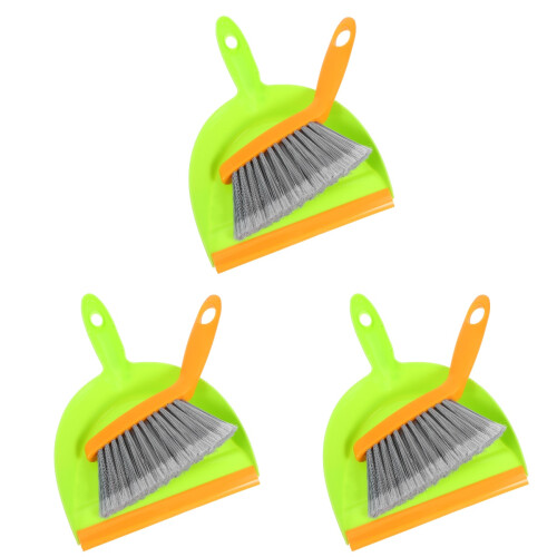3Sets Mini Broom and Dustpan Set Multi-Color PP for Desktop Cleaning 1
