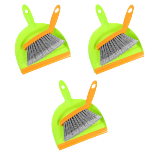 3Sets Mini Broom and Dustpan Set Multi-Color PP for Desktop Cleaning 2