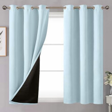100% Blackout Curtains 42x45in, Thermal Insulated, Full Light Blocking for Kids' Room, Baby Blue, 2 Panels, Compatible with Standard Rods
