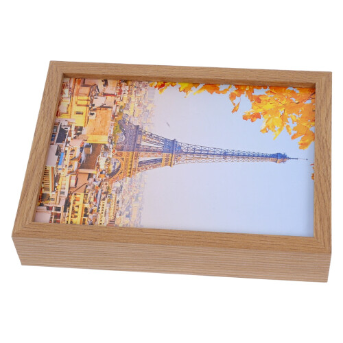 Cadre vitrine en bois avec rangement caché