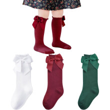 Baby Knee High Socks - Toddler Long Cotton Tube Stockings With Bow Ruffles for Girls - Infant Dress Socks
