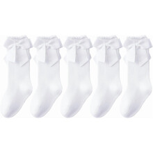 Baby Knee High Socks - Toddler Long Cotton Tube Stockings With Bow Ruffles for Girls - Infant Dress Socks