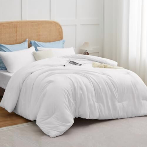 Witte microvezel dekbedset met kussenslopen