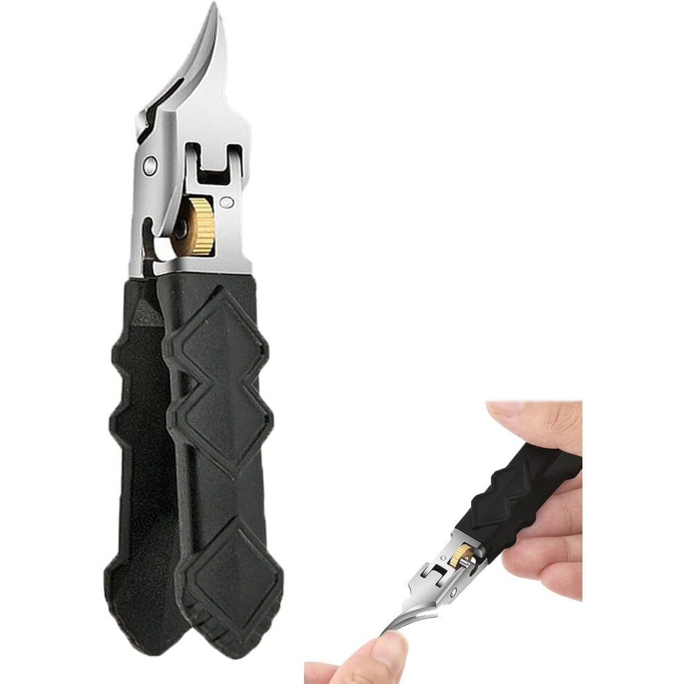 Black Anti-Slip Nail Clipper Set with Sharp Tips Wide Jaw