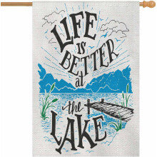 „Life is Better at the Lake House“-Flagge, 71 x 102 cm, doppelseitig, Vintage-Seedekoration – kompatibel mit Außenfahnenmasten