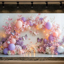 Fundal pentru prima aniversare a prințesei, roz, violet, floral