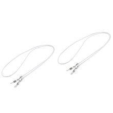 Collana con catena per occhiali in cordino cerato - Bianca, 76 cm