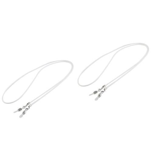 Brillenketting van gewaxt koord - Wit, 76 cm