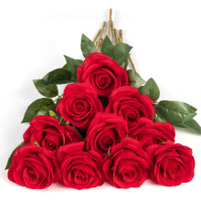 10 rose finte nere, rose artificiali in seta con steli lunghi per matrimoni, feste, decorazioni per la casa – Compatibili con composizioni floreali