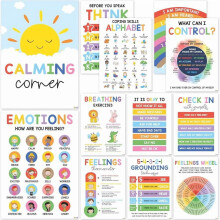 12 beruhigende Eckposter (10 x 14 Zoll) zum Thema Emotionen und Gefühle