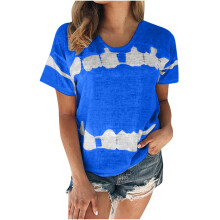 Hauts d'été pour femmes - T-shirts grande taille à col rond et manches courtes - Imprimé tie-dye tendance - Coupe décontractée
