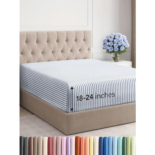 Drap-housse blanc King à poches profondes 45-60 cm