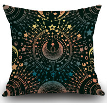 Maan & Sterren Alchemie Magische Astrologie Jute Sierkussenhoes Bank Sierkussenhoes Vierkant 18x18 inch