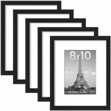 Ensemble de 5 cadres photo 8x10, pour photos 5x7 avec passe-partout ou 8x10 sans, cadres photo muraux, noirs