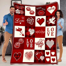 Red Plaid Valentine's Flannel Blanket 39.4"x59.1", Romantic Gift for Her – Compatible with Anniversary, Birthday, Mother's Day, Valentine's