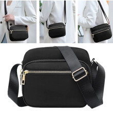 Nylon schoudertas voor dames, crossbodytas, modieuze handtas, zwart