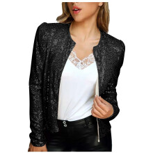 Saldi di liquidazione Giacche da donna con paillettes per donna Cappotto blazer corto glitterato a maniche lunghe aperto sul davanti Abiti da festa