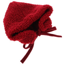 Bonnet rouge pour tout-petit, doux et chaud, en polaire d'agneau, avec une jolie capuche.