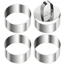 8 cercles à gâteaux en acier inoxydable 3" x 1,6" avec 2 poussoirs