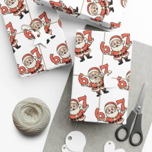 Papier cadeau 67Christmas – Papier cadeau humoristique à motifs de mèmes, festif et amusant, idéal pour les ados, les amis, les collègues, le