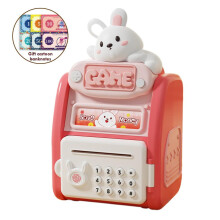 Electronic Piggy Bank with Sound, Animal Theme, Coin Bill Slot, Fingerprint Password Keypad, Play Money Included, for Kids, Encourages Saving Habits