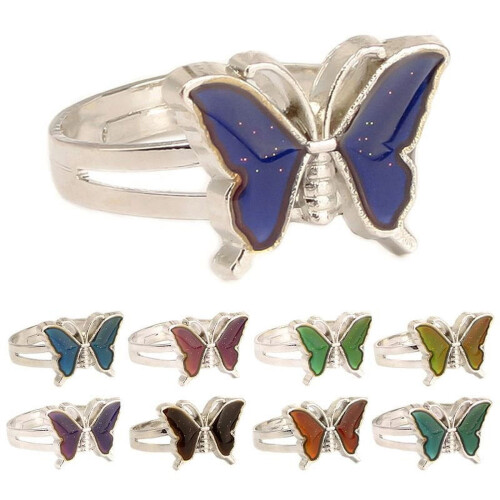 Mood Ring Butterfly Color Changing Emotional Feeling Adjustable Size Mood Ring