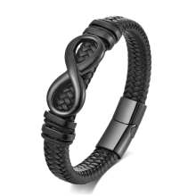 Leren armband met oneindigheidsknoop voor hem, gepersonaliseerd (1 stuk)
