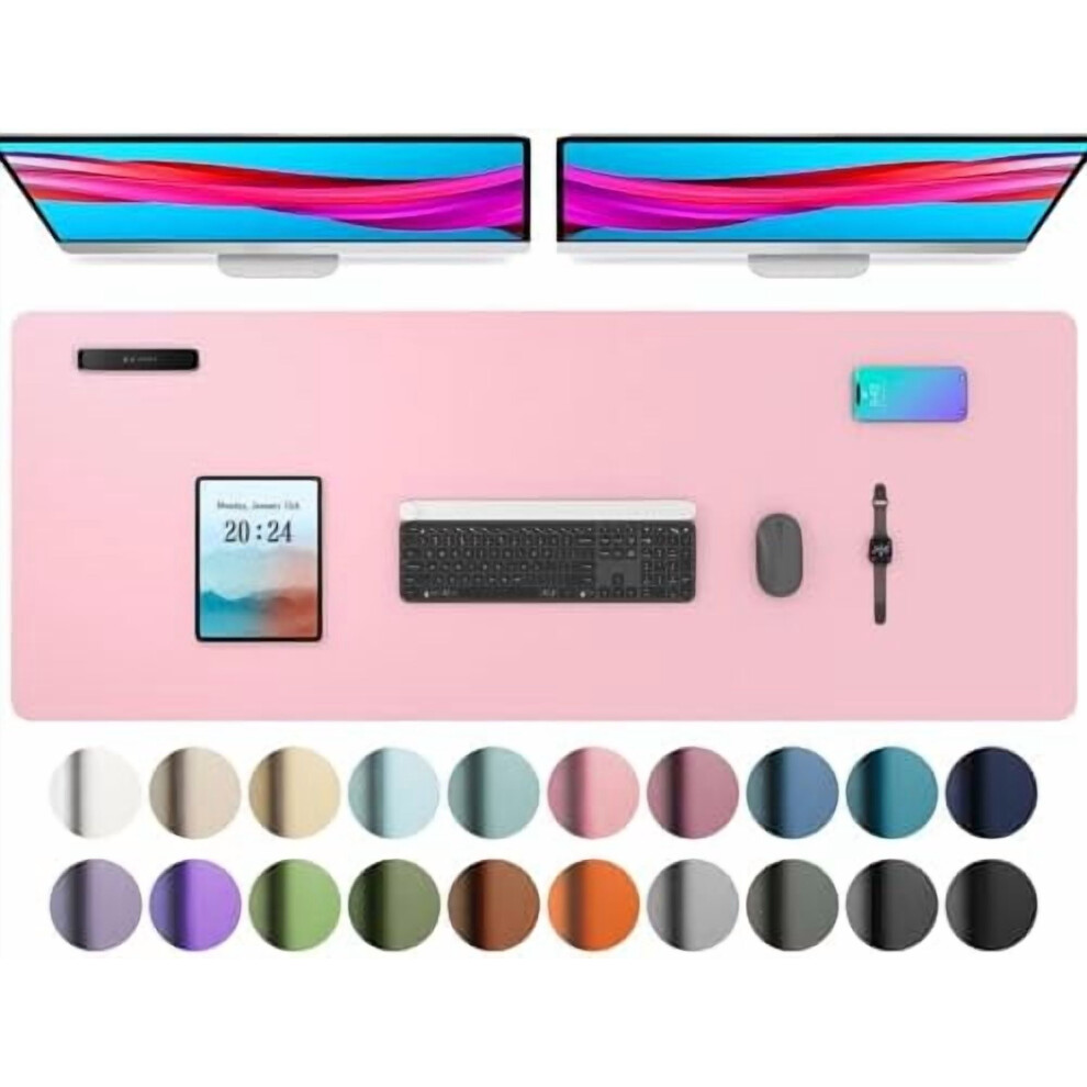 Leather Desk Pad Protector, Non-Slip Pu Leather Desk Mat, Waterproof Laptop & Mouse Pad (48"X17", Fairy ) Pink 9175034836404