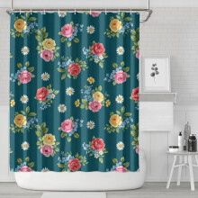 Pioneer Flower Floral Shower Curtain 84x72 Inches with 12