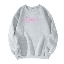 Damen-Sweatshirt mit Schleifenprint, Langarm, weich, Rundhalsausschnitt, lässig, Herbst-Winter-Mode
