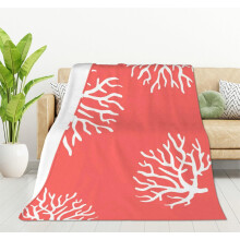 Soft Coral Fleece Throw Blanket 40"x50", Ocean Pink Plush Microfiber Blanket for Women & Adults