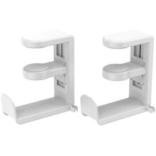 Rotating Headphone Stand - EURPMASK Compatible, Adjustable Clamp-on Holder with 360 Swivel, Cable Clip & Under-Desk Hook – White, 2 Pack
