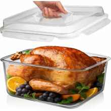 Großer 6500-ml-Glasbehälter zur Aufbewahrung von Lebensmitteln mit luftdichtem Deckel, BPA-frei, ofenfest, geeignet zum Backen, Braten und für