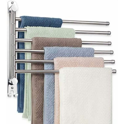 Porte-serviettes mural pivotant, 34 cm, acier inoxydable