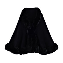 Xale/Estola de Inverno Feminino em Pele Sintética, Capa Quente, Preto, Tamanho Único