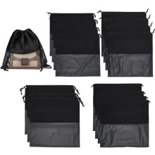 Lot de 14 sacs de rangement noirs à cordon anti-poussière – 4 tailles