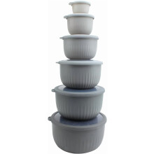 Prep Bowls with Lids- Wide and Deep Nesting Plastic Small Mixing Bowl Set with Lids, 12 Piece Set - Deep Bowls, Mint/Pink