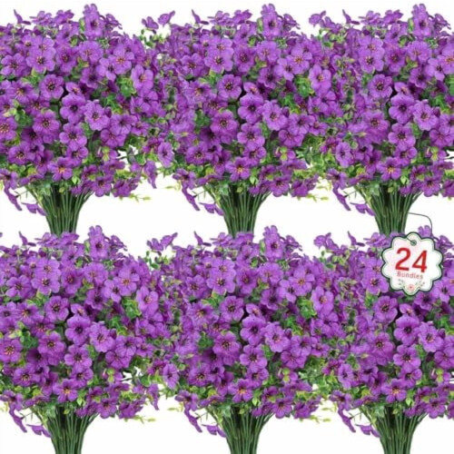 UV-resistente kunstige blomster lilla 24 bundter