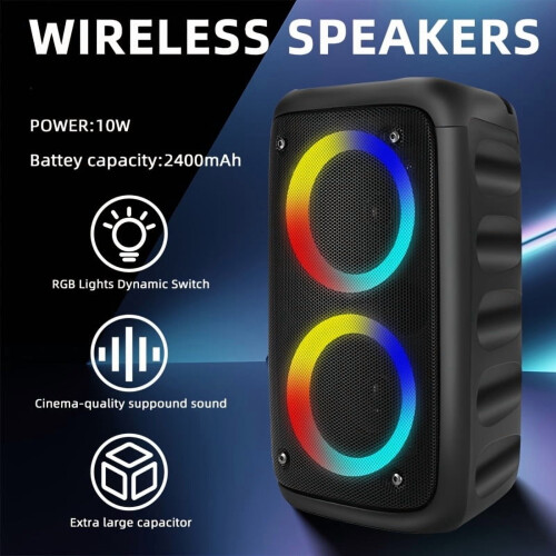 Wireless Stereo Speaker with Subwoofer and Outdoor Use