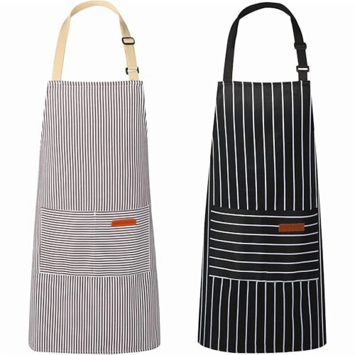 2-pack unisex köksförkläden med 2 fickor