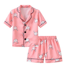 Toddler Pajamas Boys Girls Pajamas Baby Kids Cartoon Flower Print Silk Satin Home Wear Clothes Suit Multicolor