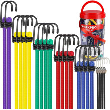 Heavy Duty Bungee Cords Bundle – 22 PCS with Hooks (10"-48"), Storage Jar Included