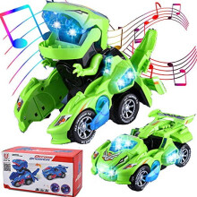 Voiture Dino Transformable Jouet LED Verte Musique 1 pièce
