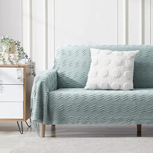 Aqua Throw Blanket 50 x90 Inches Throw Textured Solid Soft Sofa Throw Bed Runner Couch Cover Knitted Decorative Blanket Bed Runner