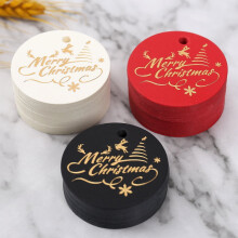 100pcs Merry Christmas Paper Gift Tags With Cotton Strings Diy Holiday Hanging Tags For Christmas Gift Decoration Holiday Season Tags