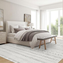Moroccan Farmhouse Rug Light Grey 5x7 Feet