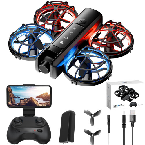 Mini-drone lapsille 8+ WiFi-kameralla ja LED-valoilla
