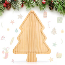 Plateau à fruits en bois kaki en forme de sapin de Noël (5 pièces)