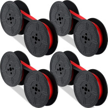 4 Pairs Universal Typewriter Ribbon Twin Spool Ribbon Twin Spool Replacement Pack for Most Typewriter (Red,Black)